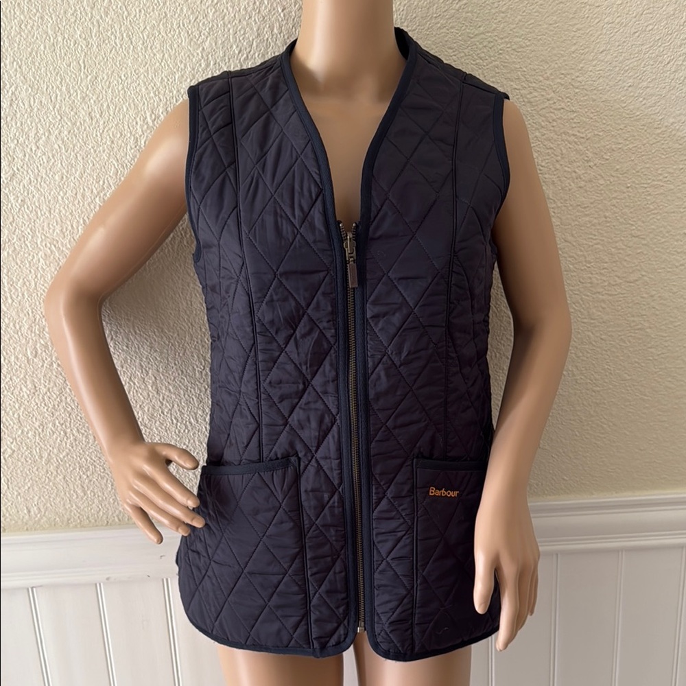 Barbour Navy Quilted Vest with Pockets size 6